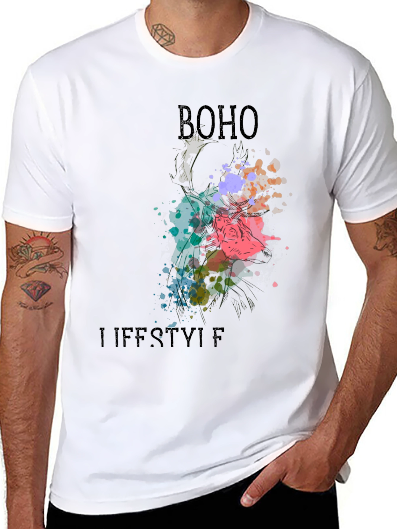 Boho Lifestyle Black T-Shirt - Stylish Graphic Tee