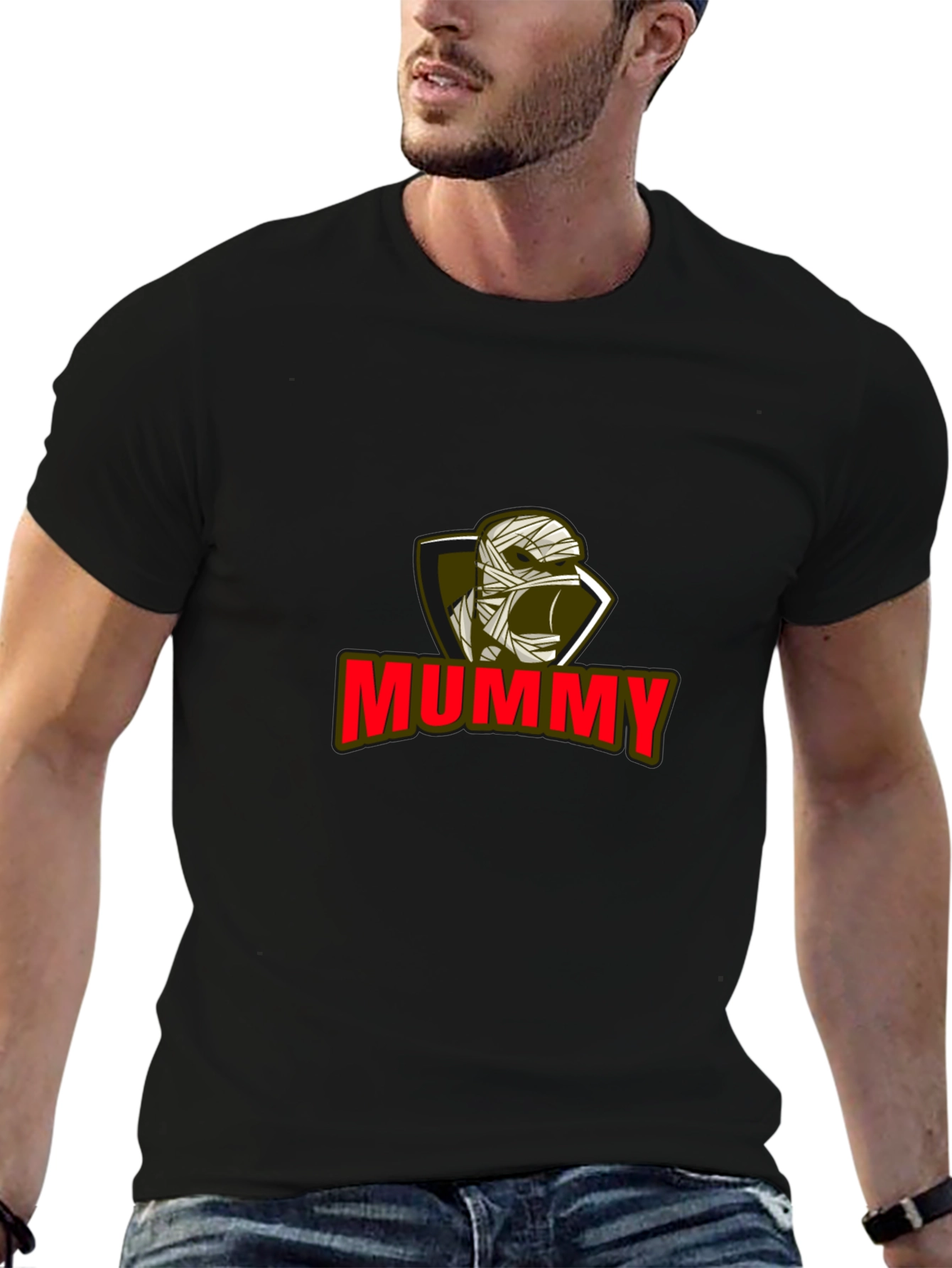 Mummy Graphic Tee - Black Cotton Blend T-Shirt
