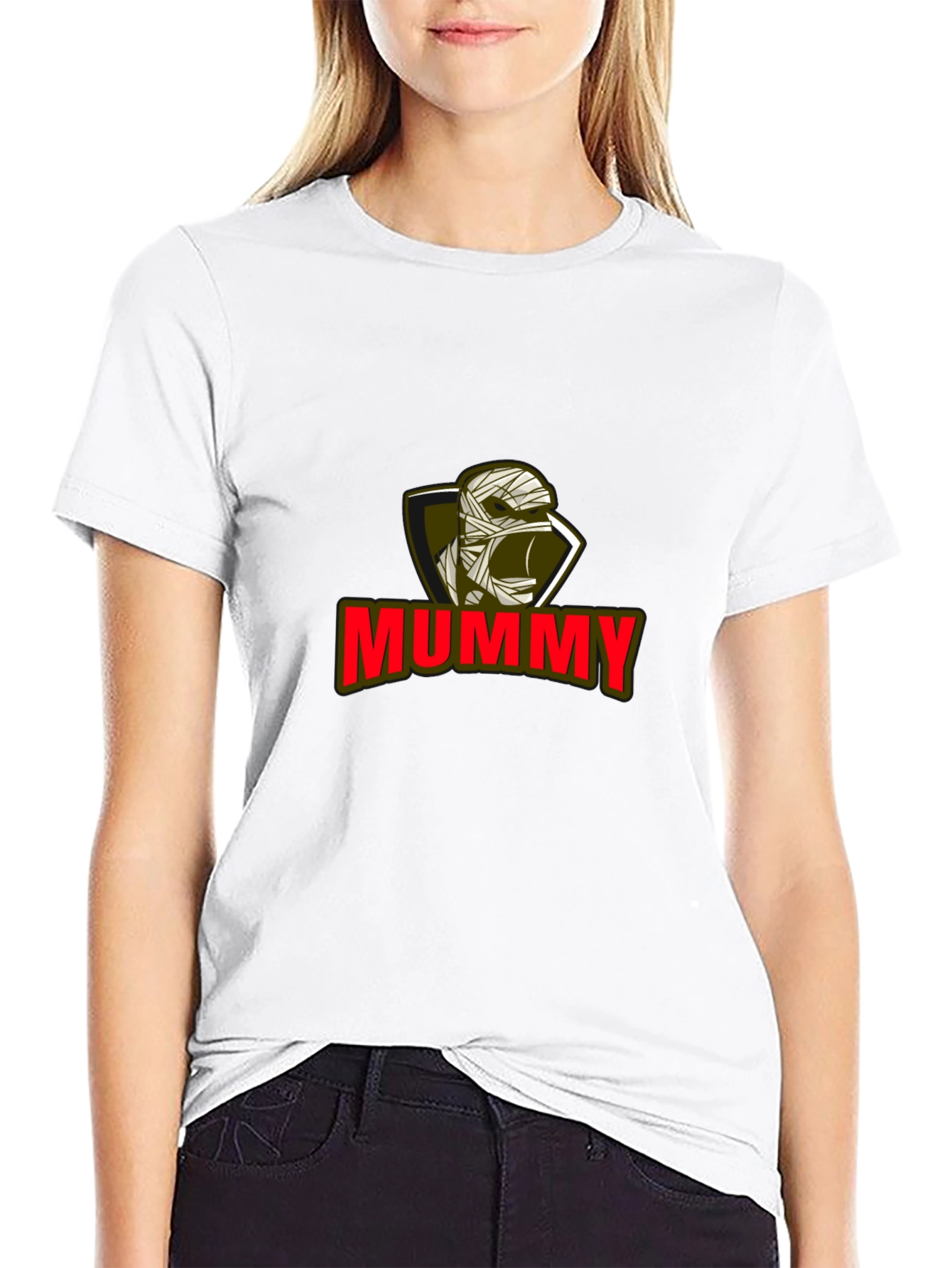 Mummy Graphic Tee - Black Cotton Blend T-Shirt