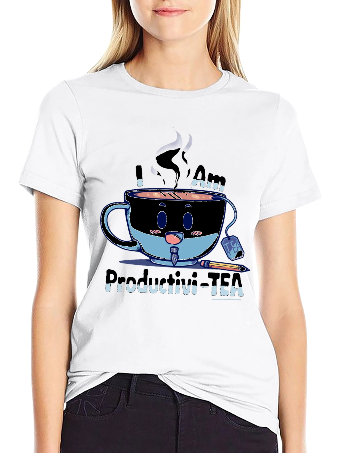 Productivi-Tea T-Shirt - Black Cotton Blend Graphic Tee