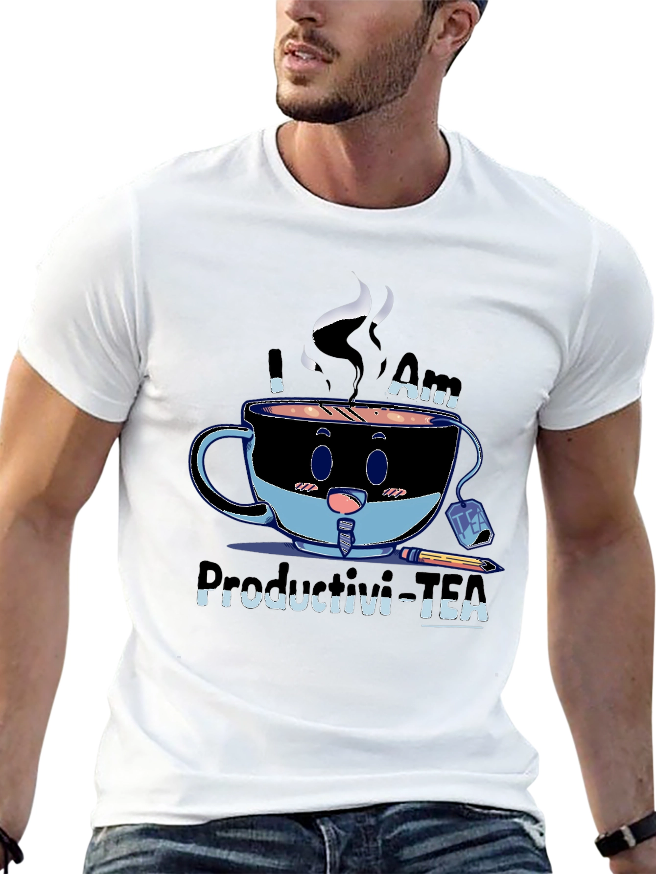 Productivi-Tea T-Shirt - Black Cotton Blend Graphic Tee