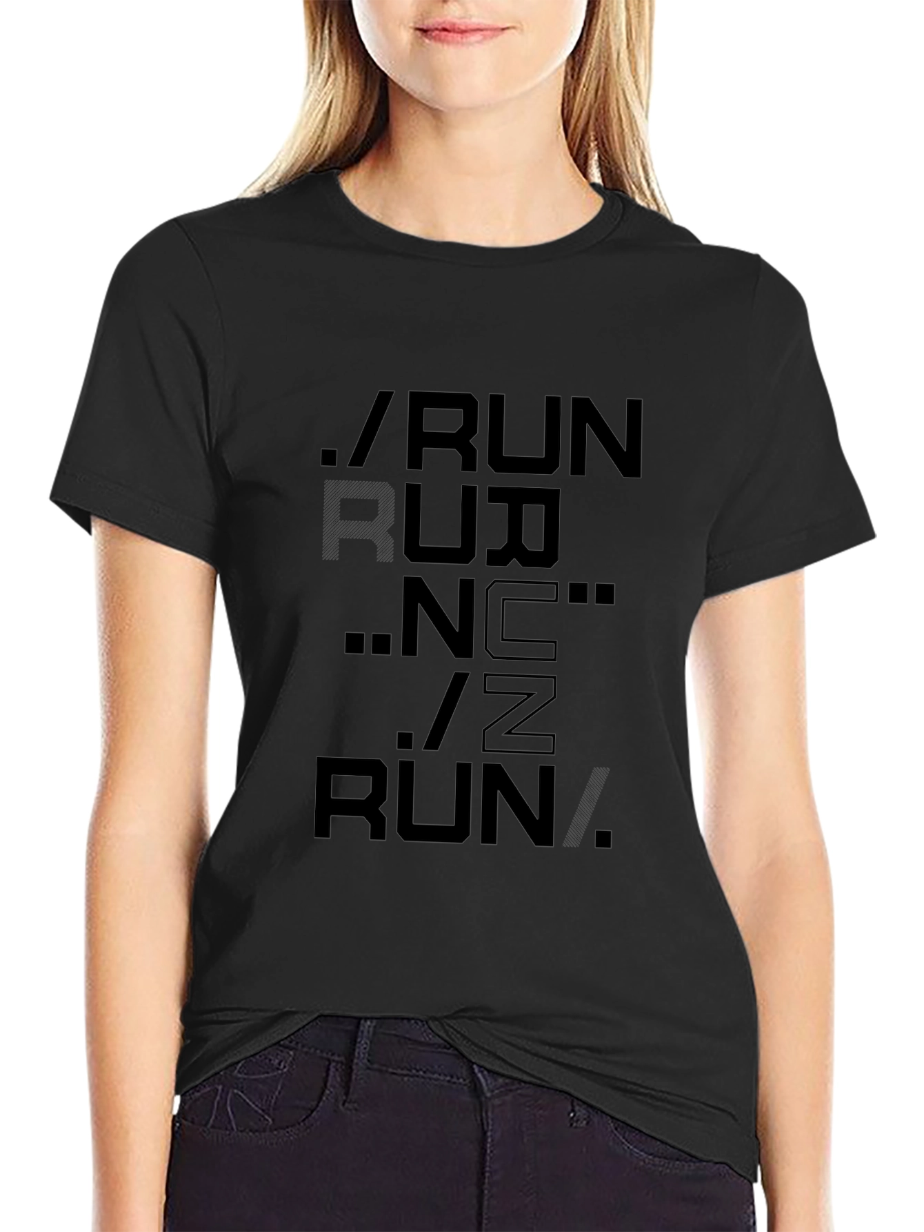 Black Run Graphic Print T-Shirt
