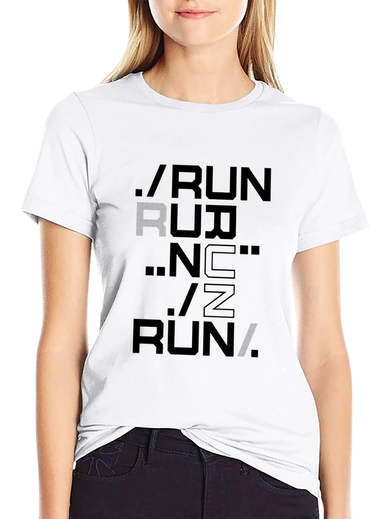 Black Run Graphic Print T-Shirt
