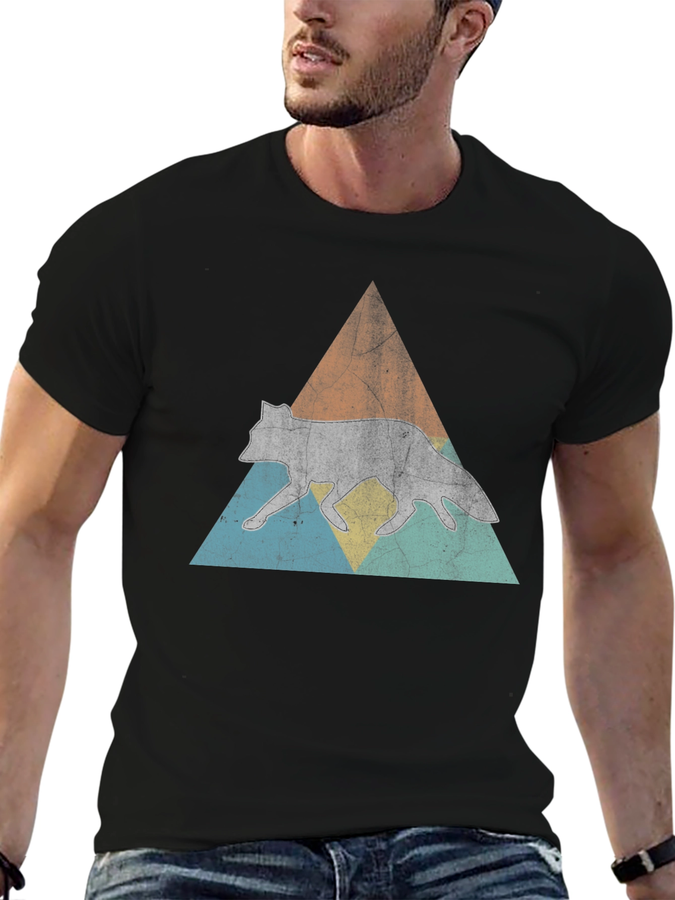 Retro Wolf Triangle Graphic Tee
