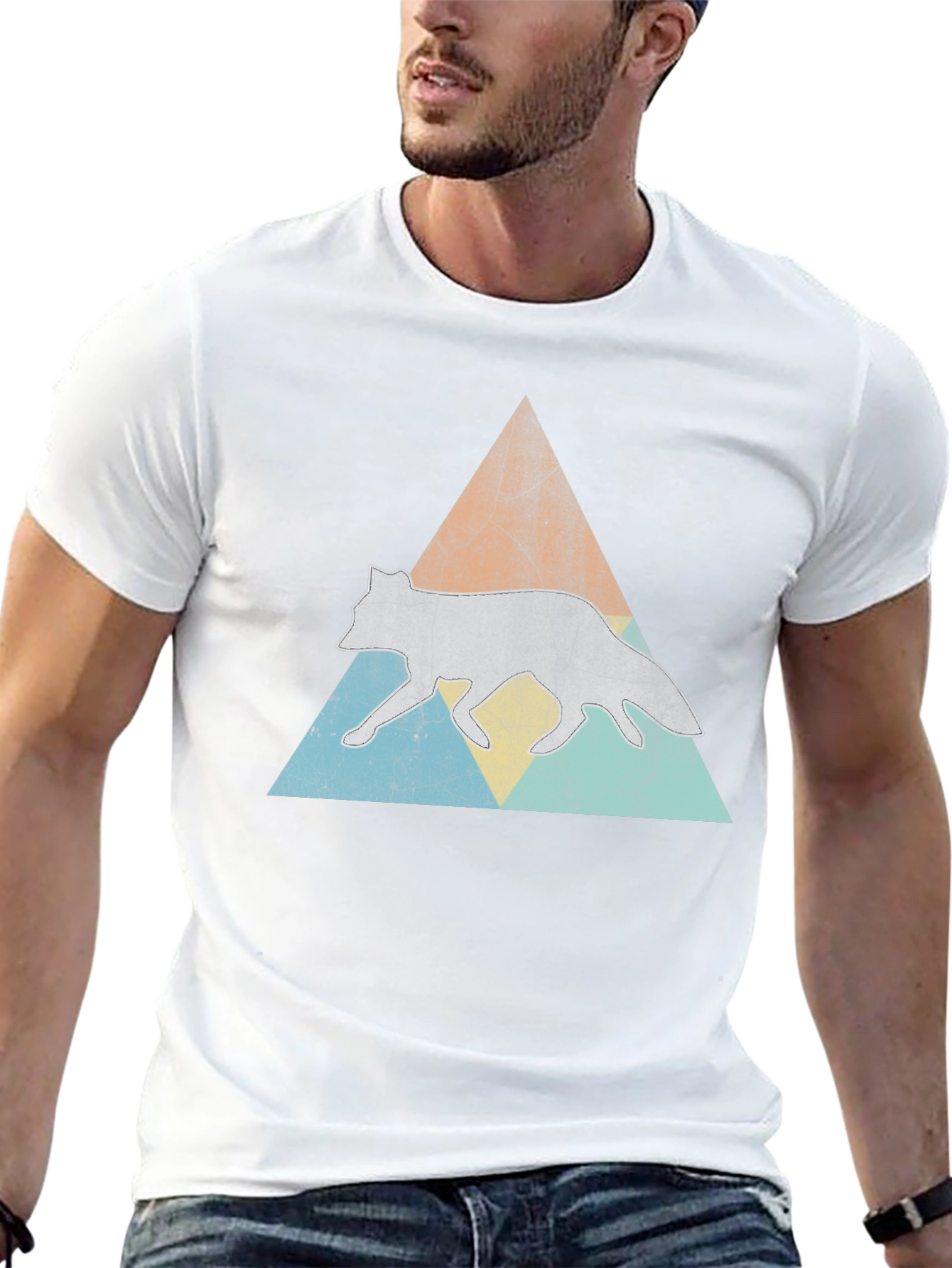 Retro Wolf Triangle Graphic Tee