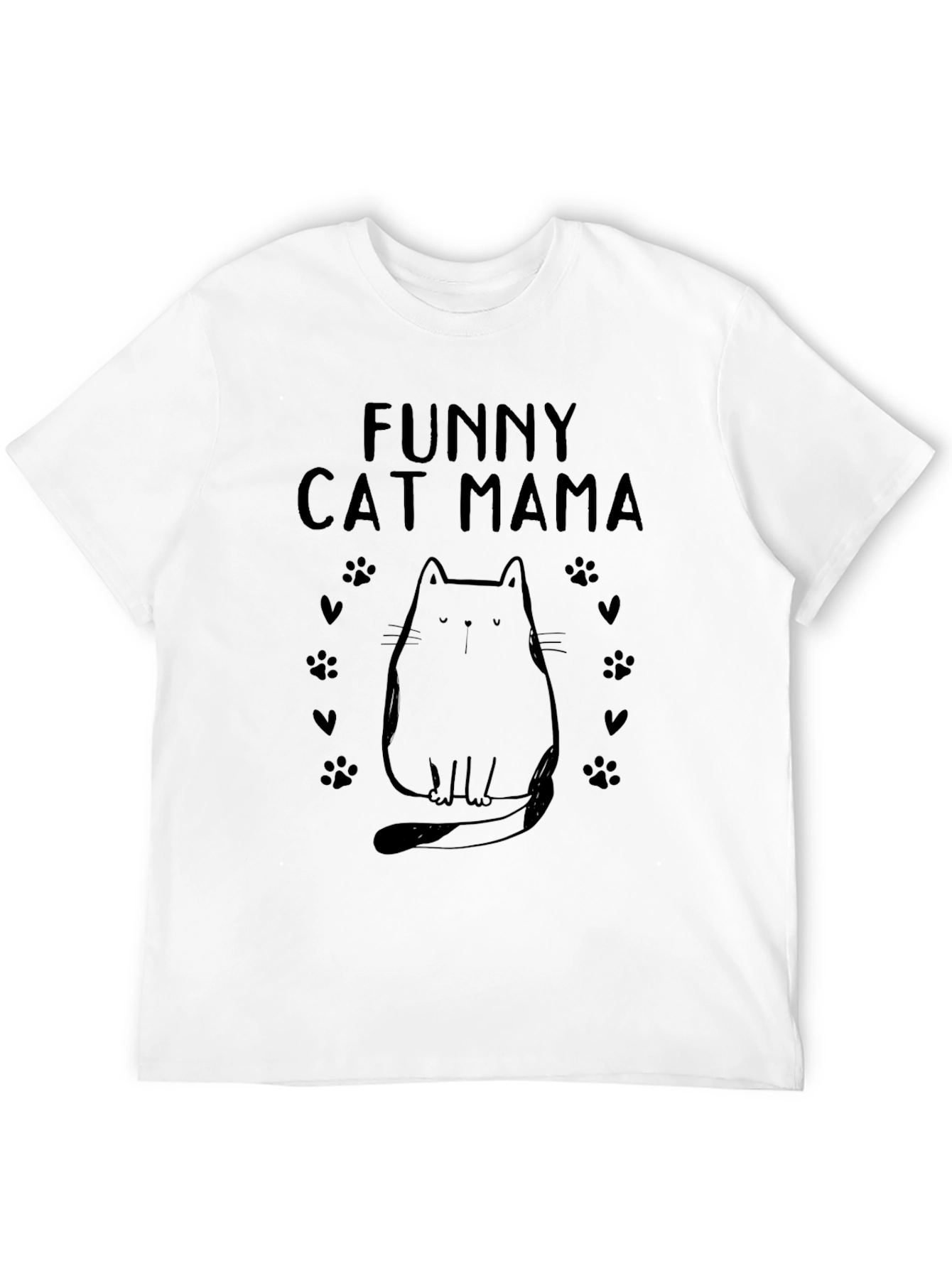 Funny Cat Mama Graphic Tee - Black Cotton Shirt