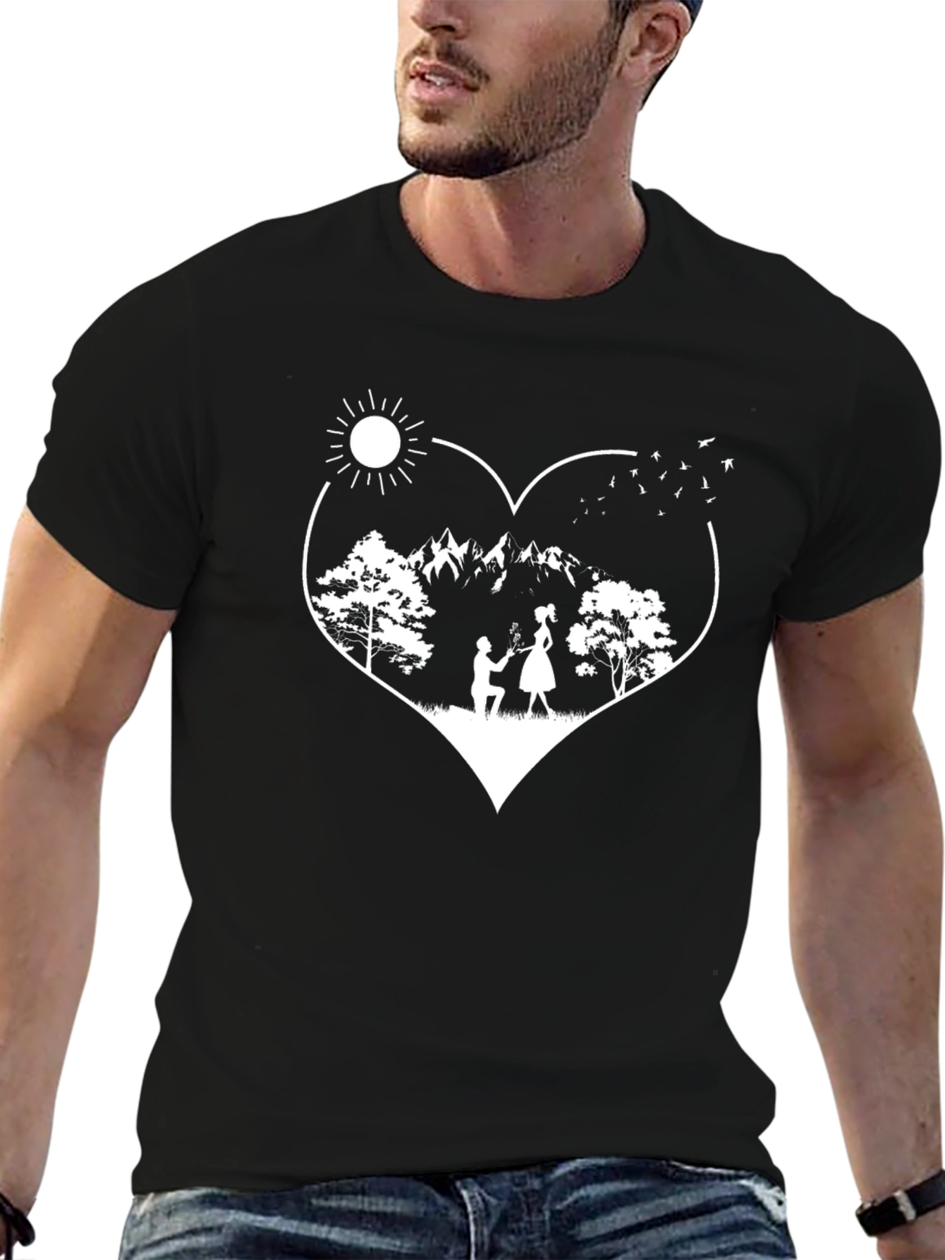 Romantic Proposal Heart Graphic Tee