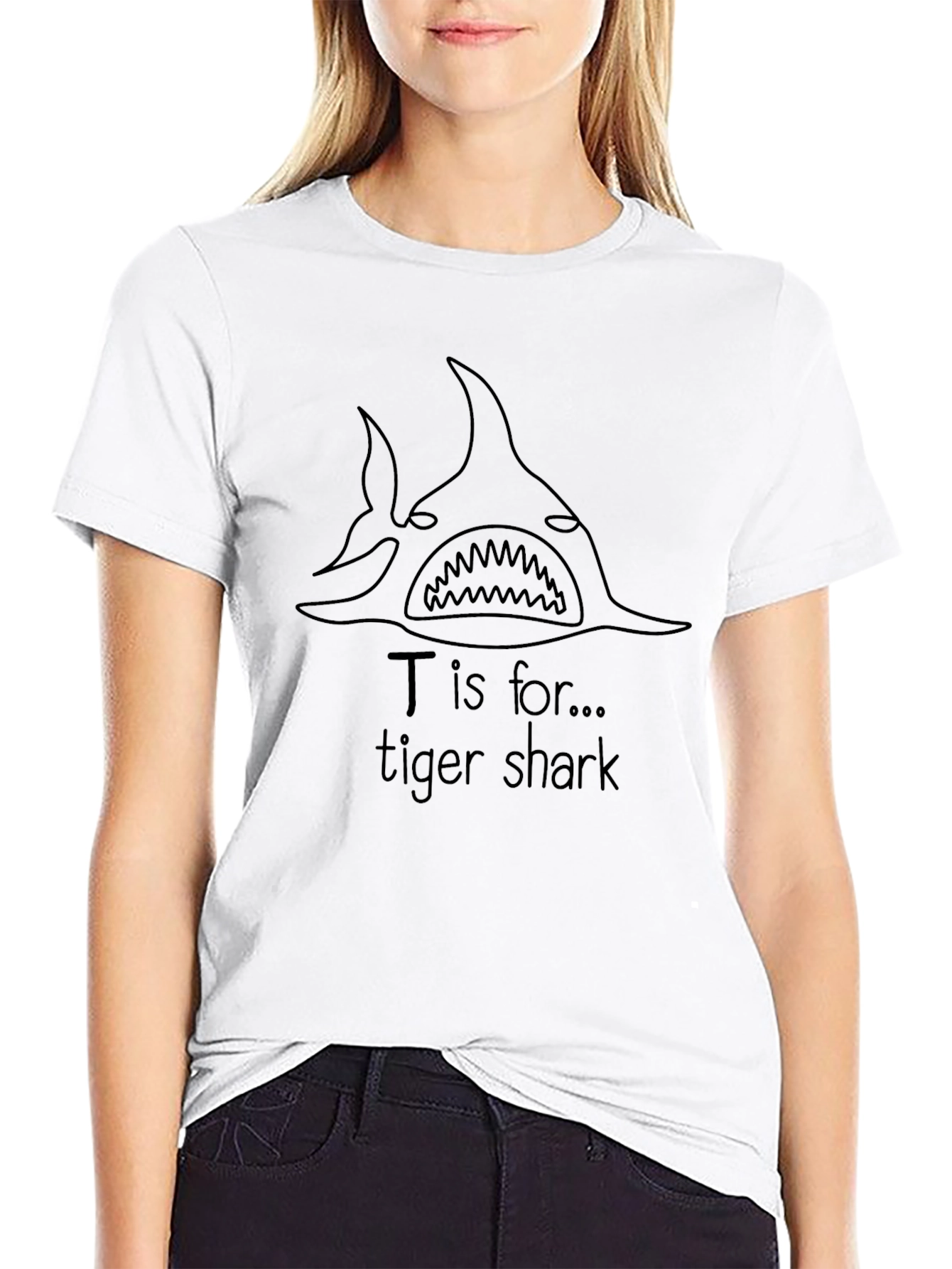 Tiger Shark T-Shirt - Black Cotton Graphic Tee