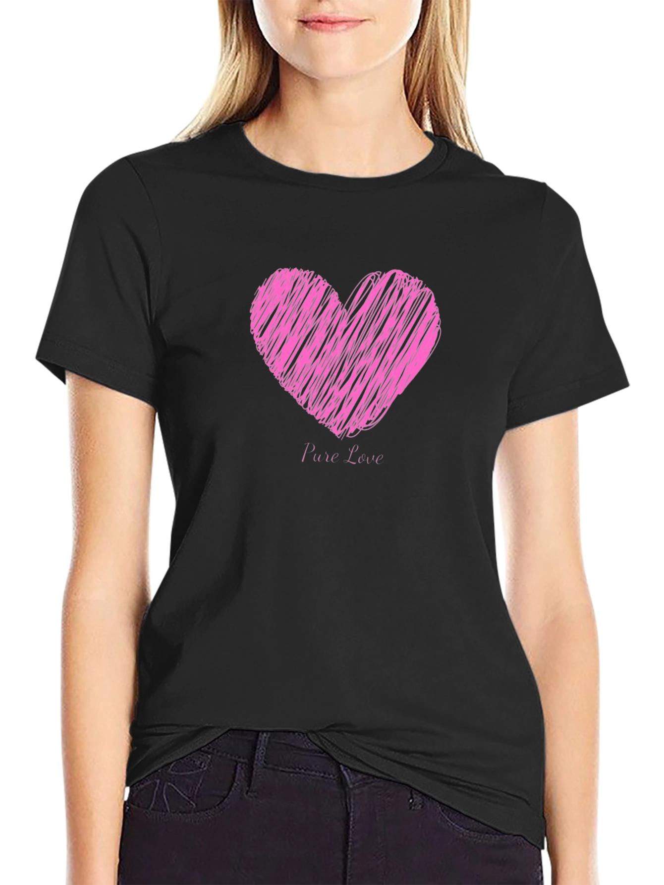 Heart Pure Love Black T-Shirt