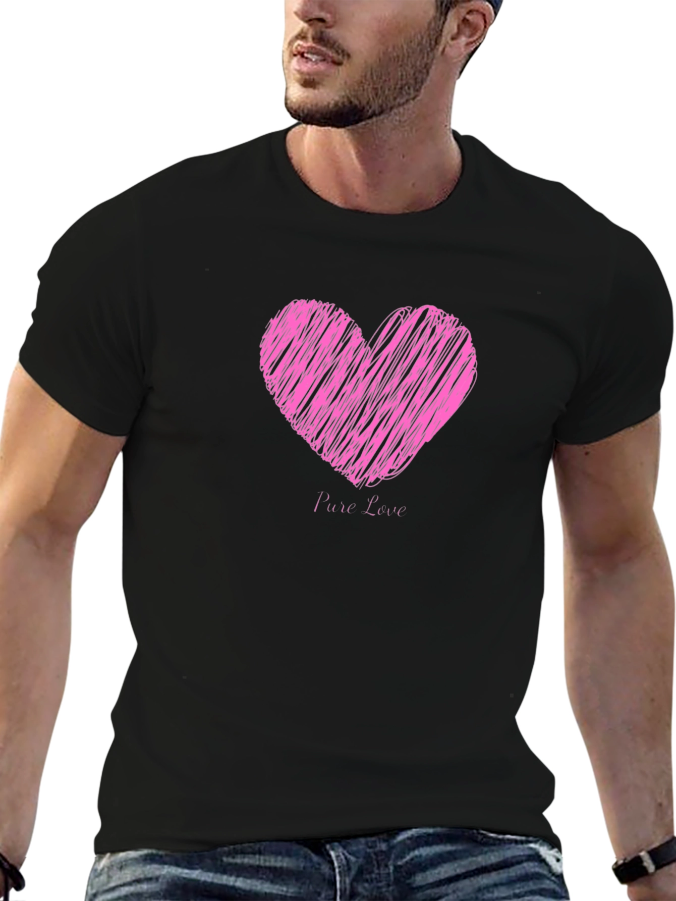 Heart Pure Love Black T-Shirt