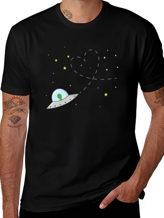 Alien UFO Heart Trail Graphic T-Shirt