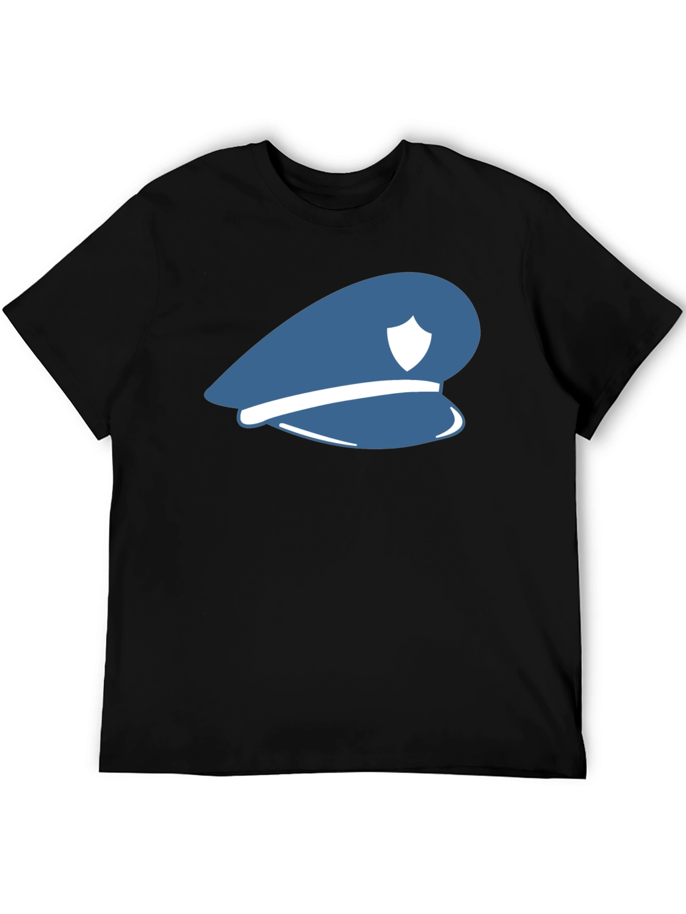 Blue Police Hat Graphic T-Shirt - Stylish Cotton Tee