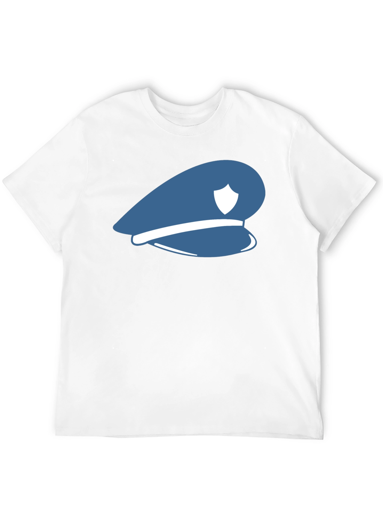 Blue Police Hat Graphic T-Shirt - Stylish Cotton Tee