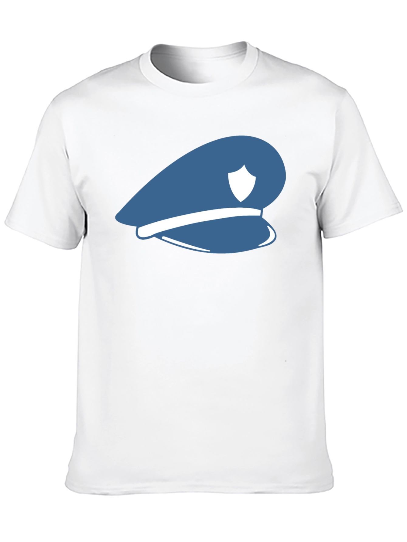 Blue Police Hat Graphic T-Shirt - Stylish Cotton Tee