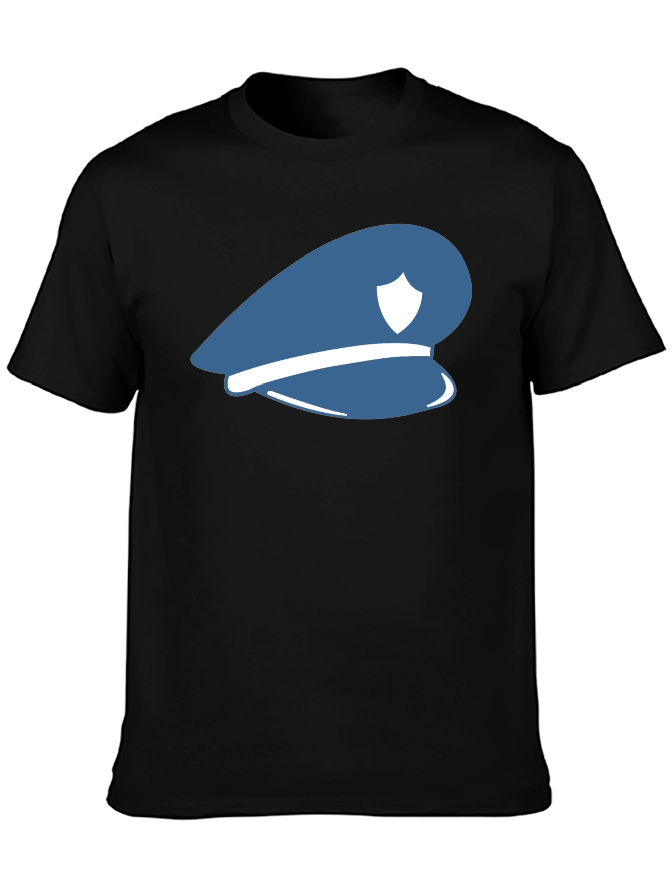 Blue Police Hat Graphic T-Shirt - Stylish Cotton Tee