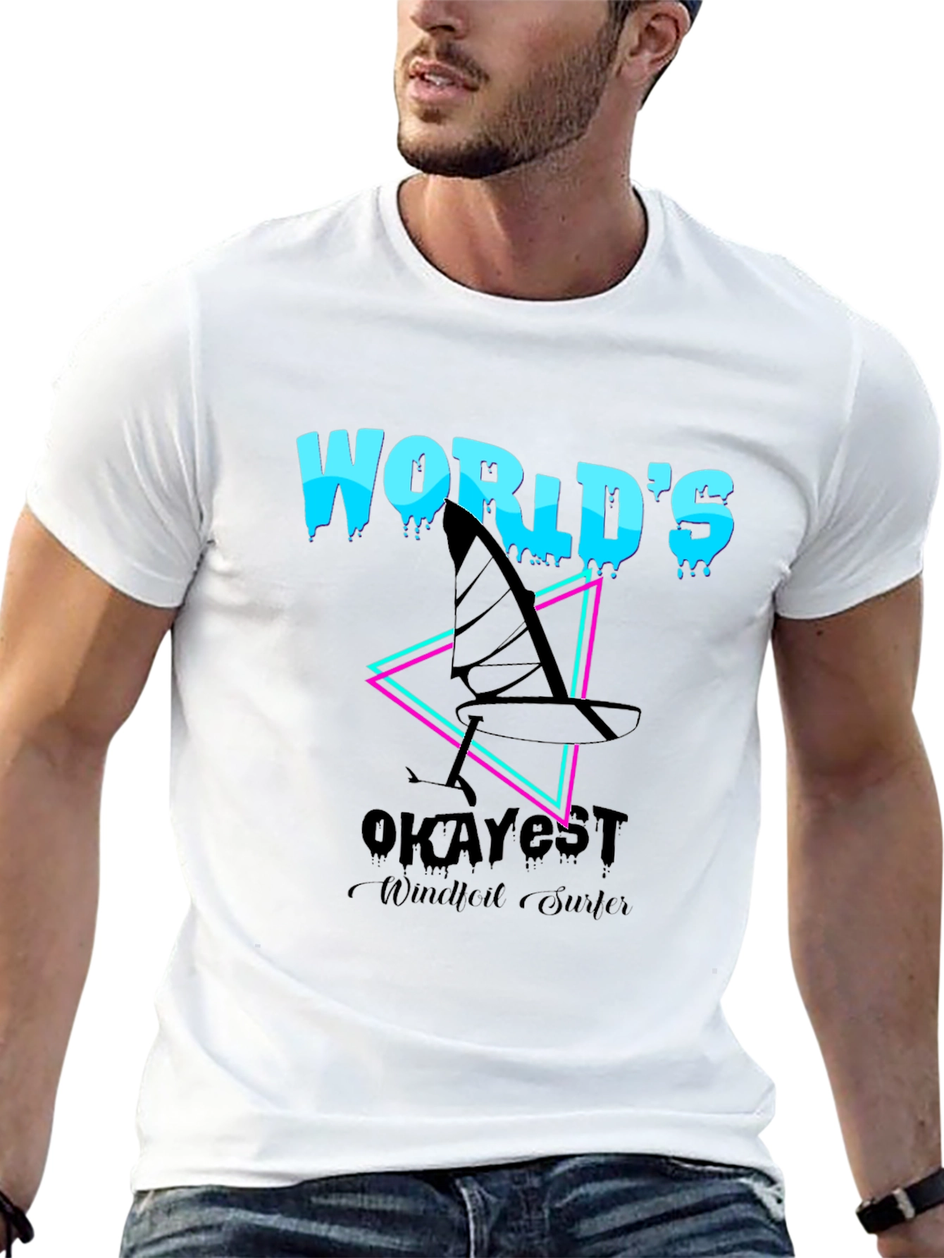 Worlds Okayest Windfoil Surfer T-Shirt - Black