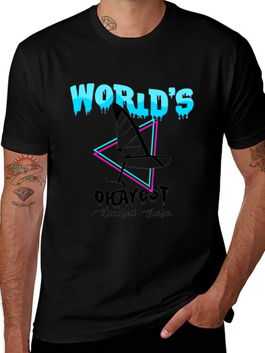 Worlds Okayest Windfoil Surfer T-Shirt - Black