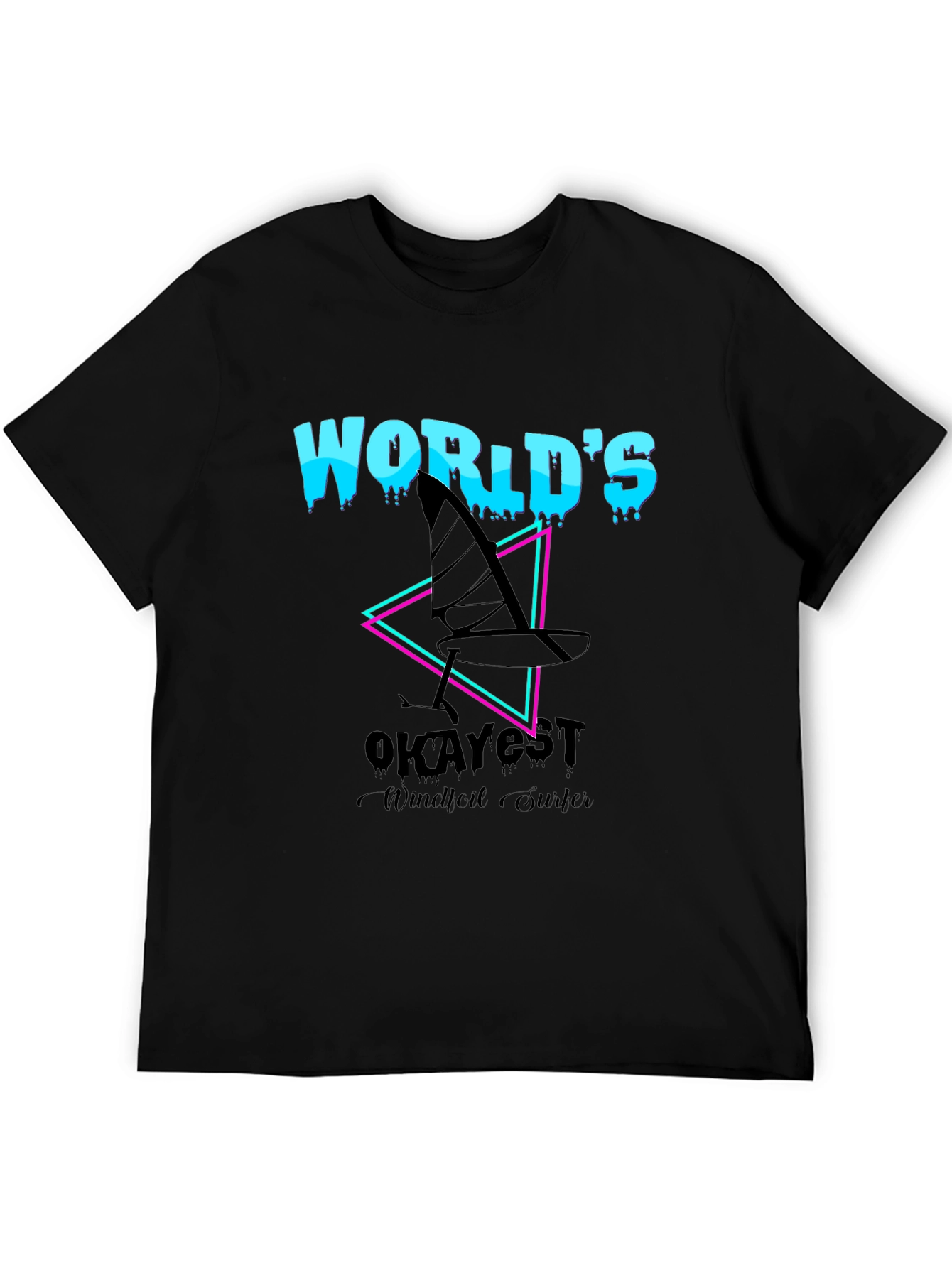 Worlds Okayest Windfoil Surfer T-Shirt - Black