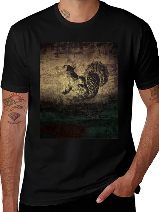 Squirrel Graphic Print Black T-Shirt