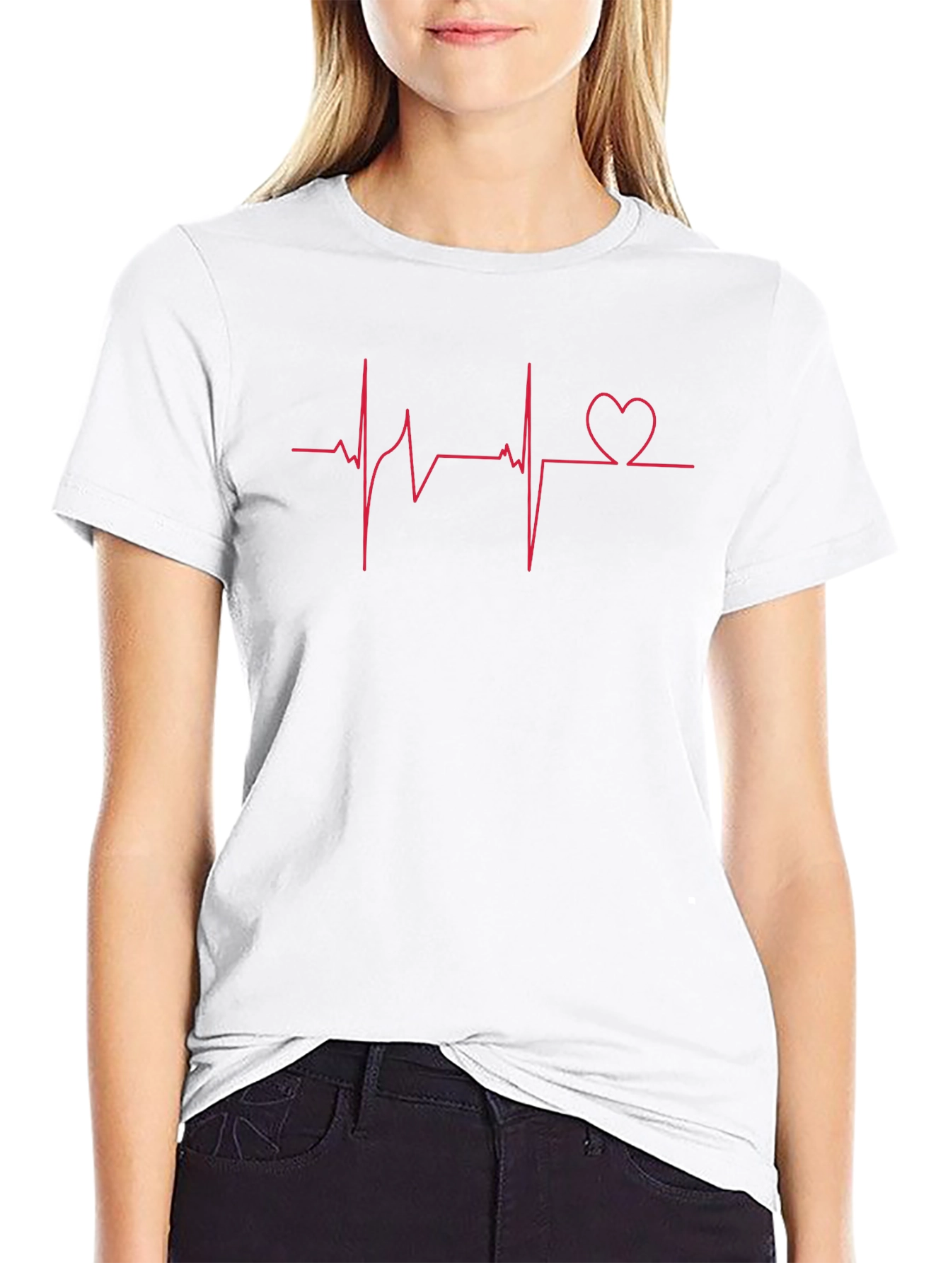 Heartbeat Love Graphic T-Shirt - Black