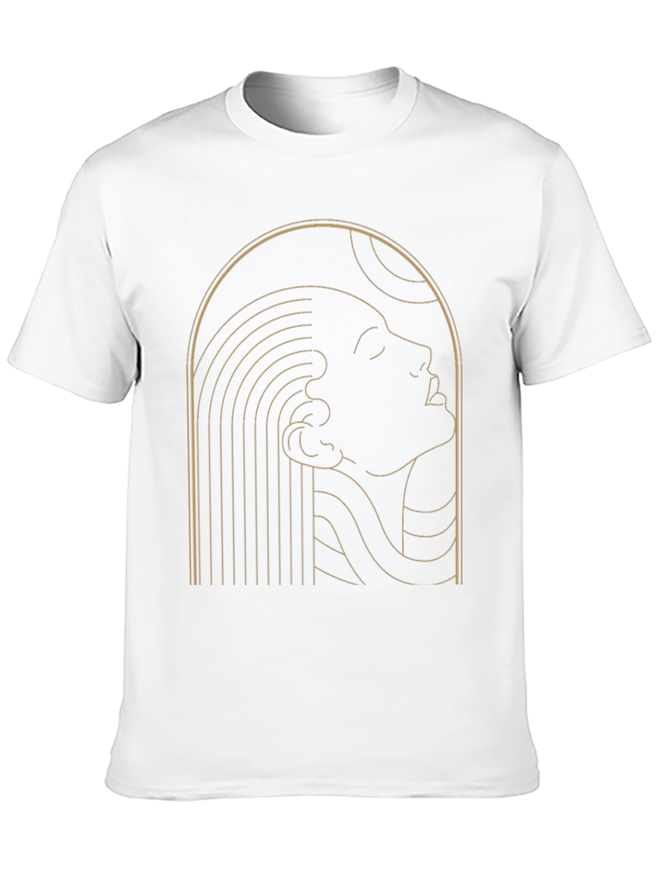 Abstract Golden Woman Graphic Black T-Shirt
