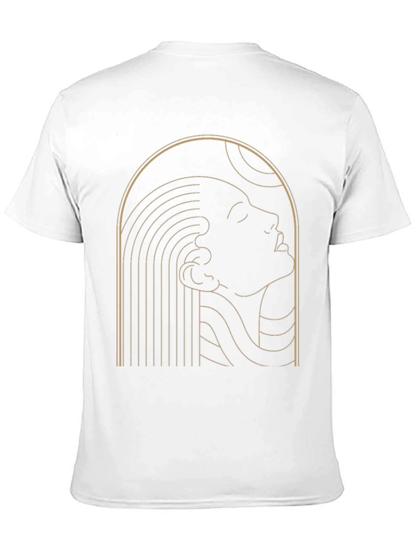 Abstract Golden Woman Graphic Black T-Shirt