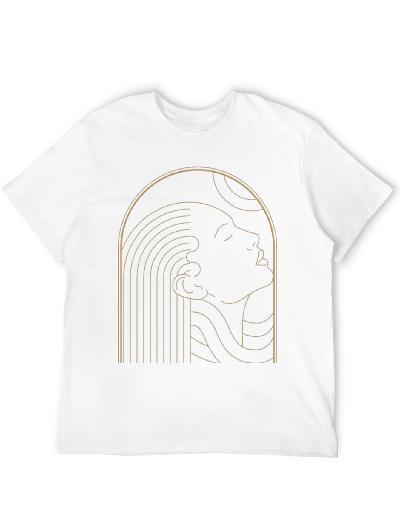 Abstract Golden Woman Graphic Black T-Shirt