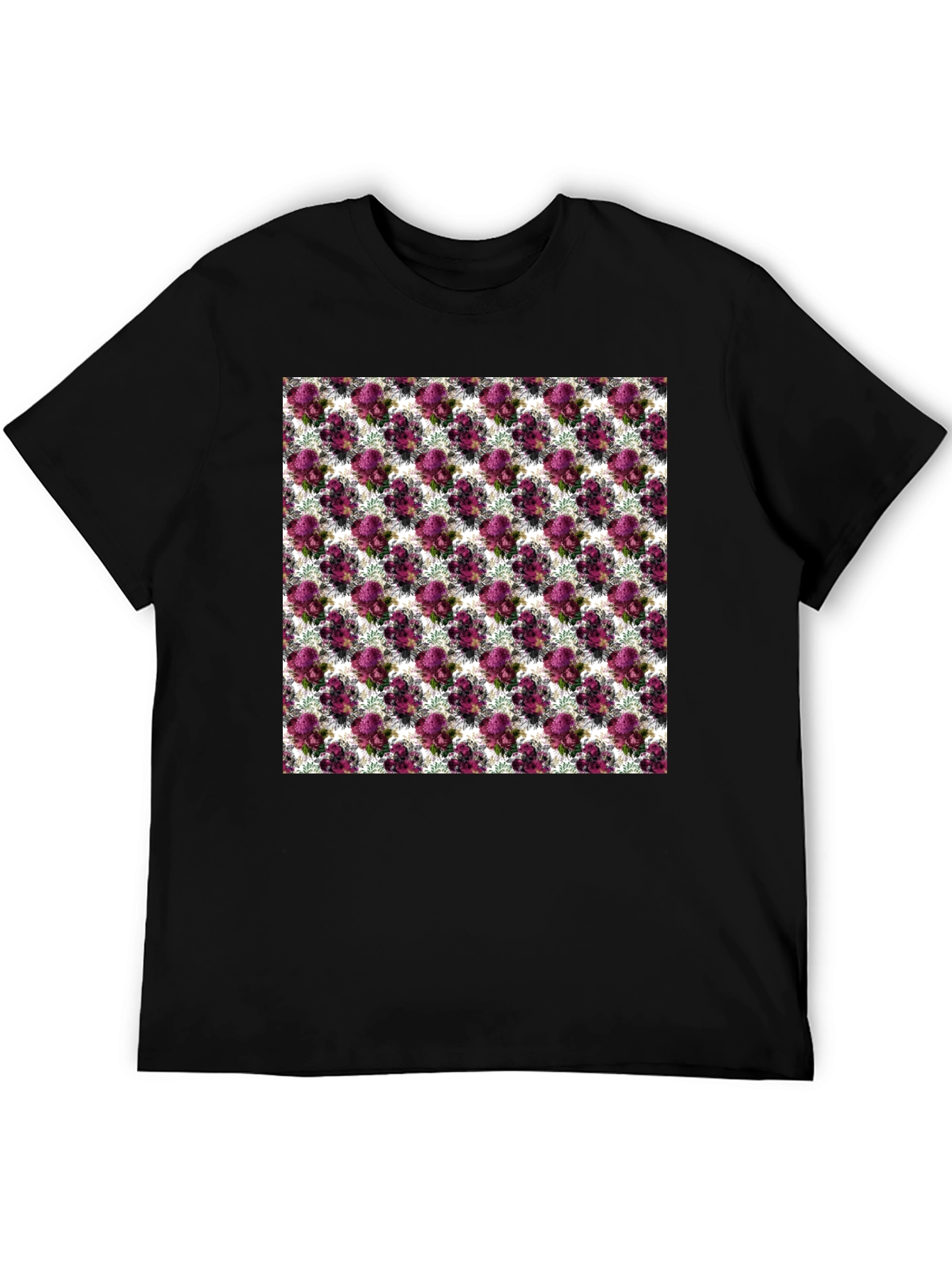Floral Pattern Black T-Shirt