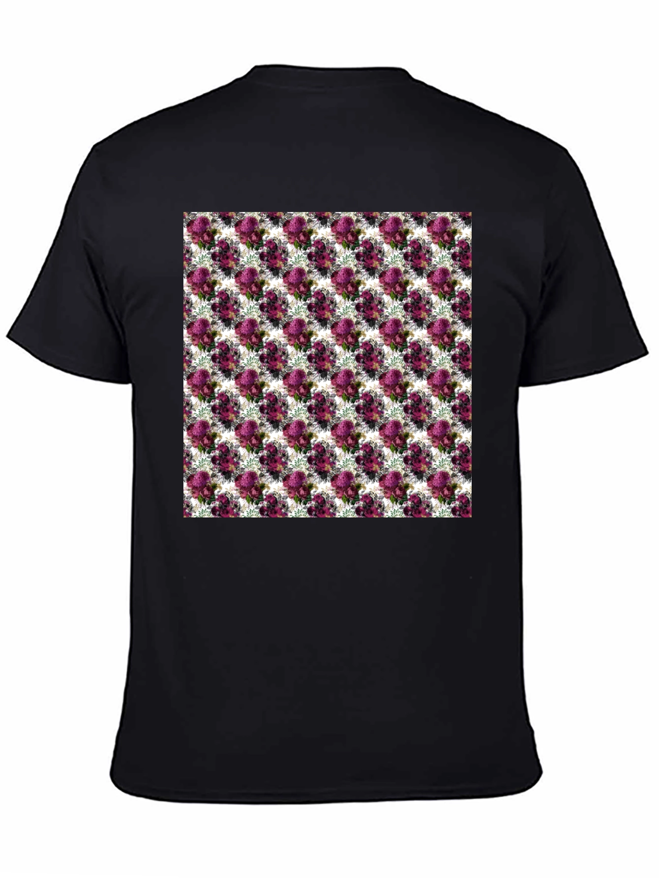 Floral Pattern Black T-Shirt