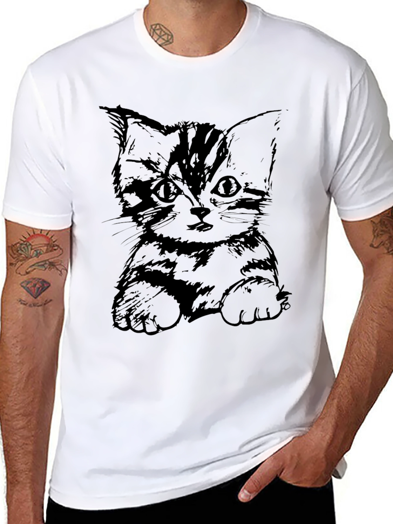 Cute Kitten Graphic Tee - Black Cat Lover T-Shirt