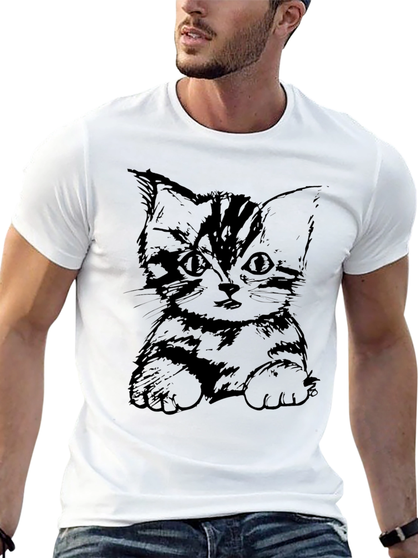 Cute Kitten Graphic Tee - Black Cat Lover T-Shirt