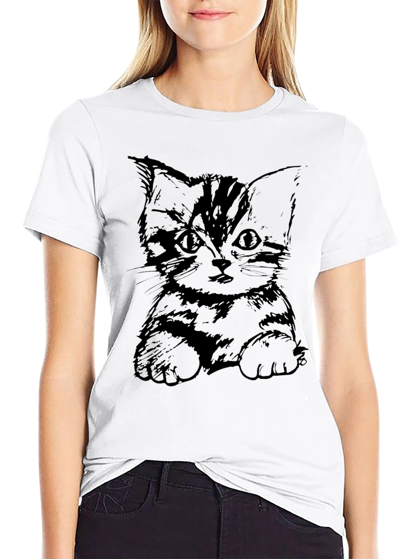 Cute Kitten Graphic Tee - Black Cat Lover T-Shirt