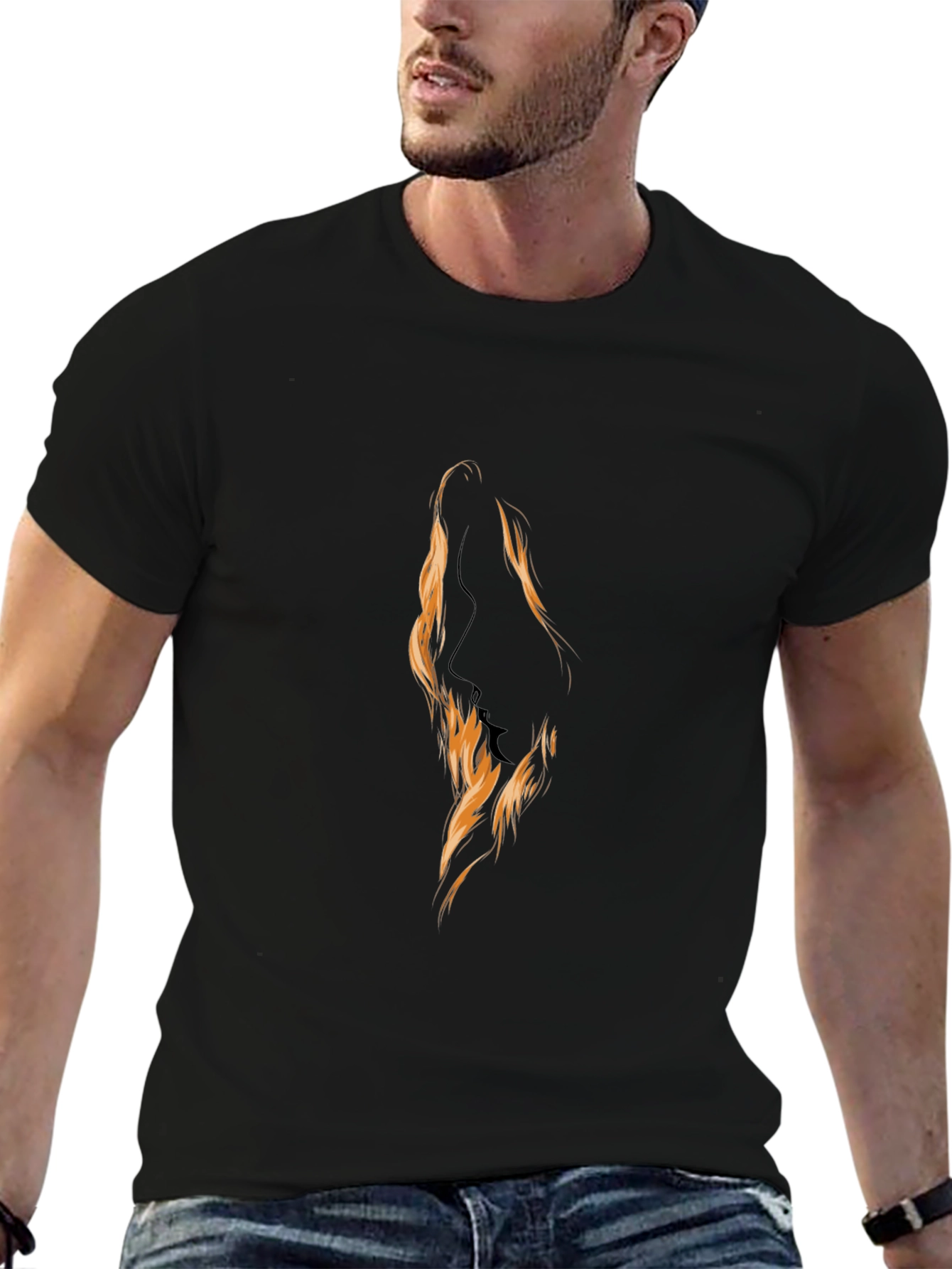 Silhouette Fire Graphic Black T-Shirt