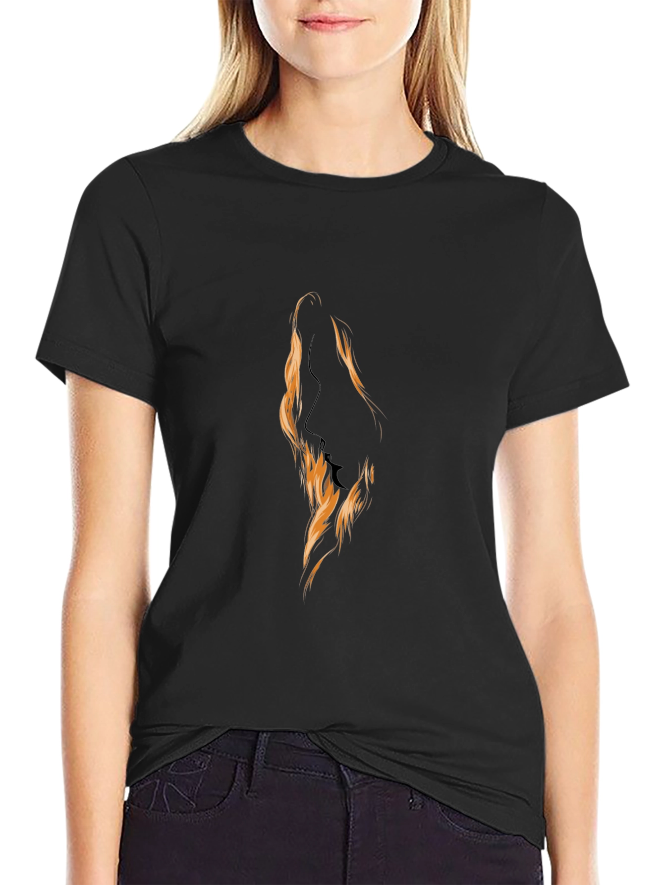 Silhouette Fire Graphic Black T-Shirt