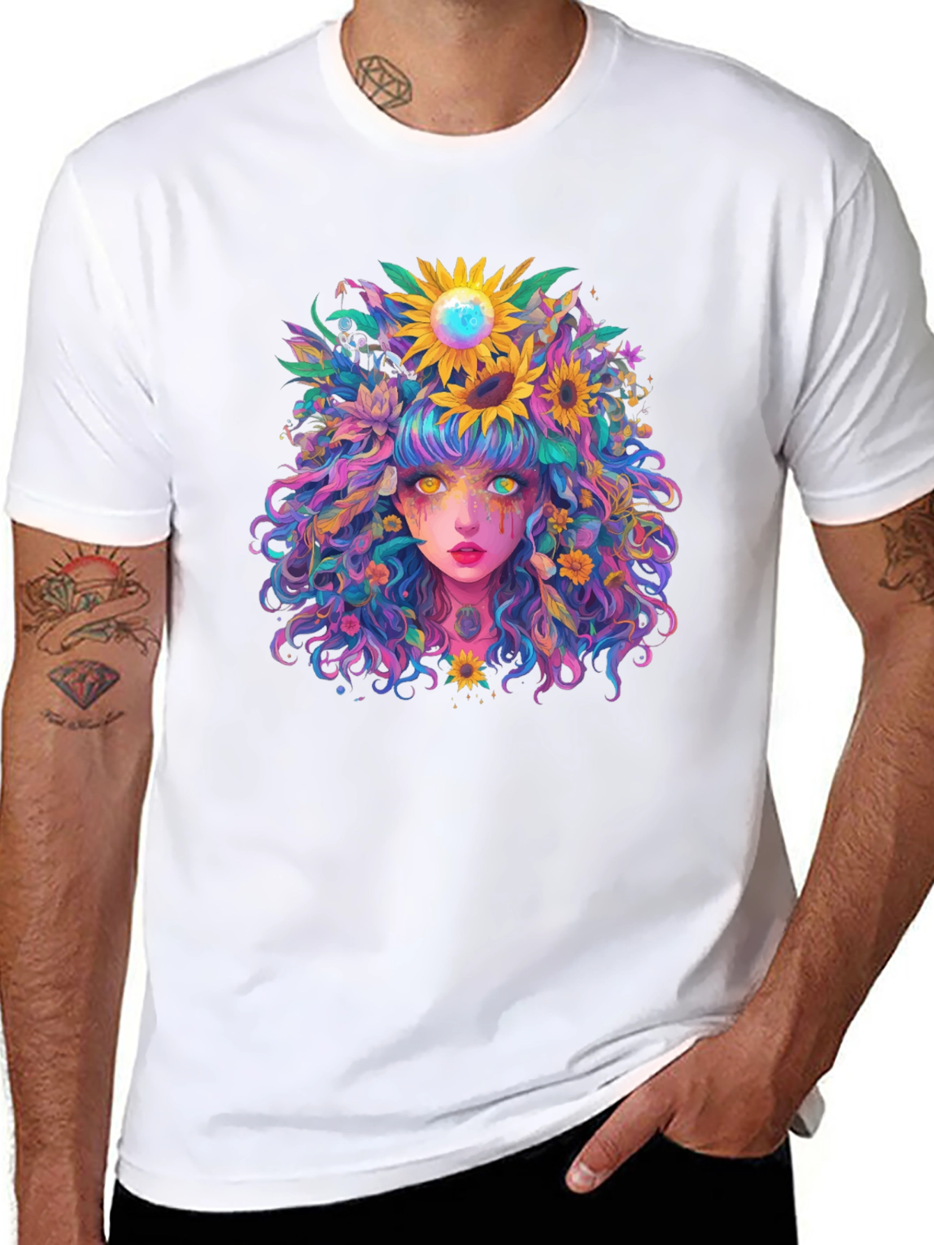 Floral Fantasy Graphic Tee - Unique Art Shirt