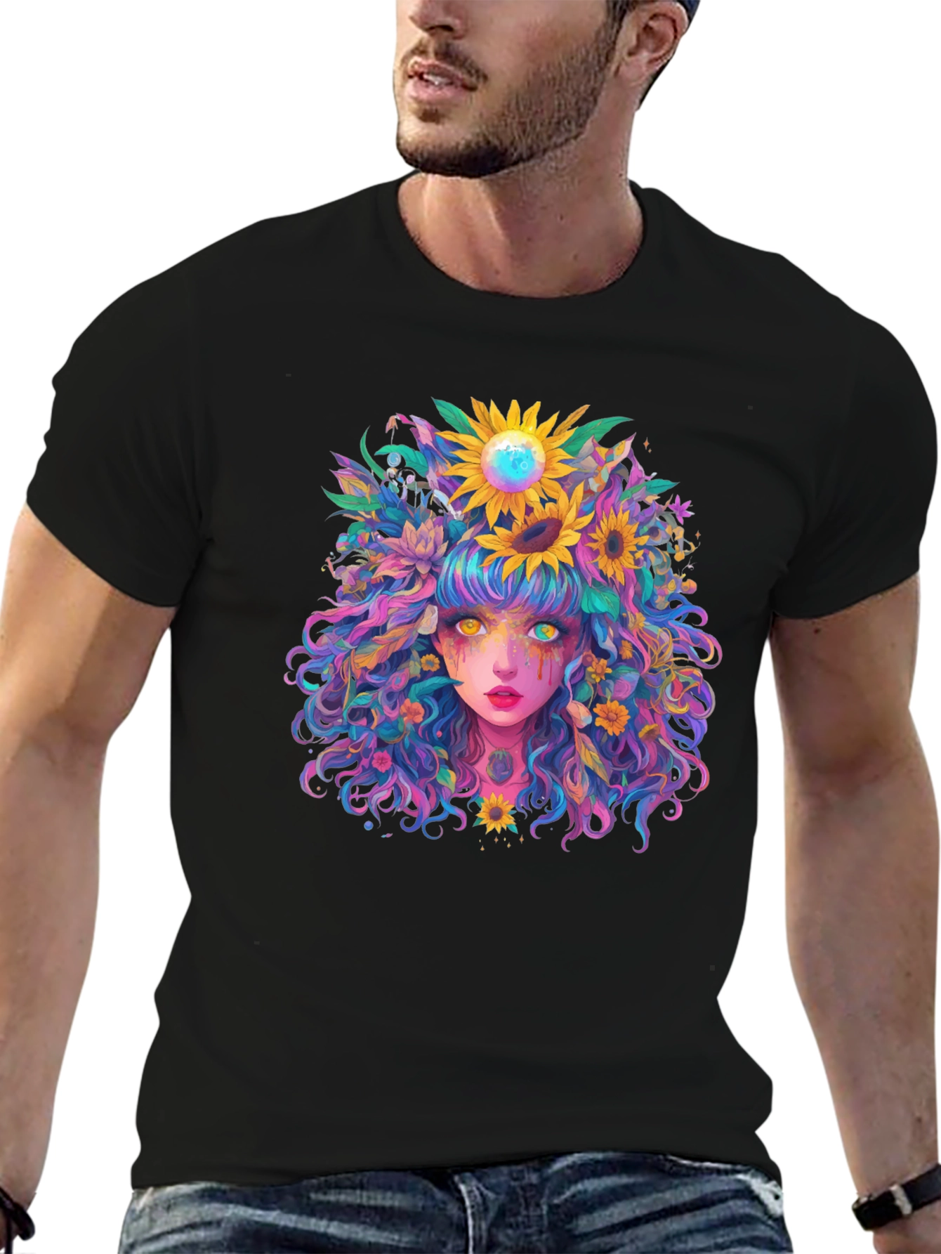 Floral Fantasy Graphic Tee - Unique Art Shirt