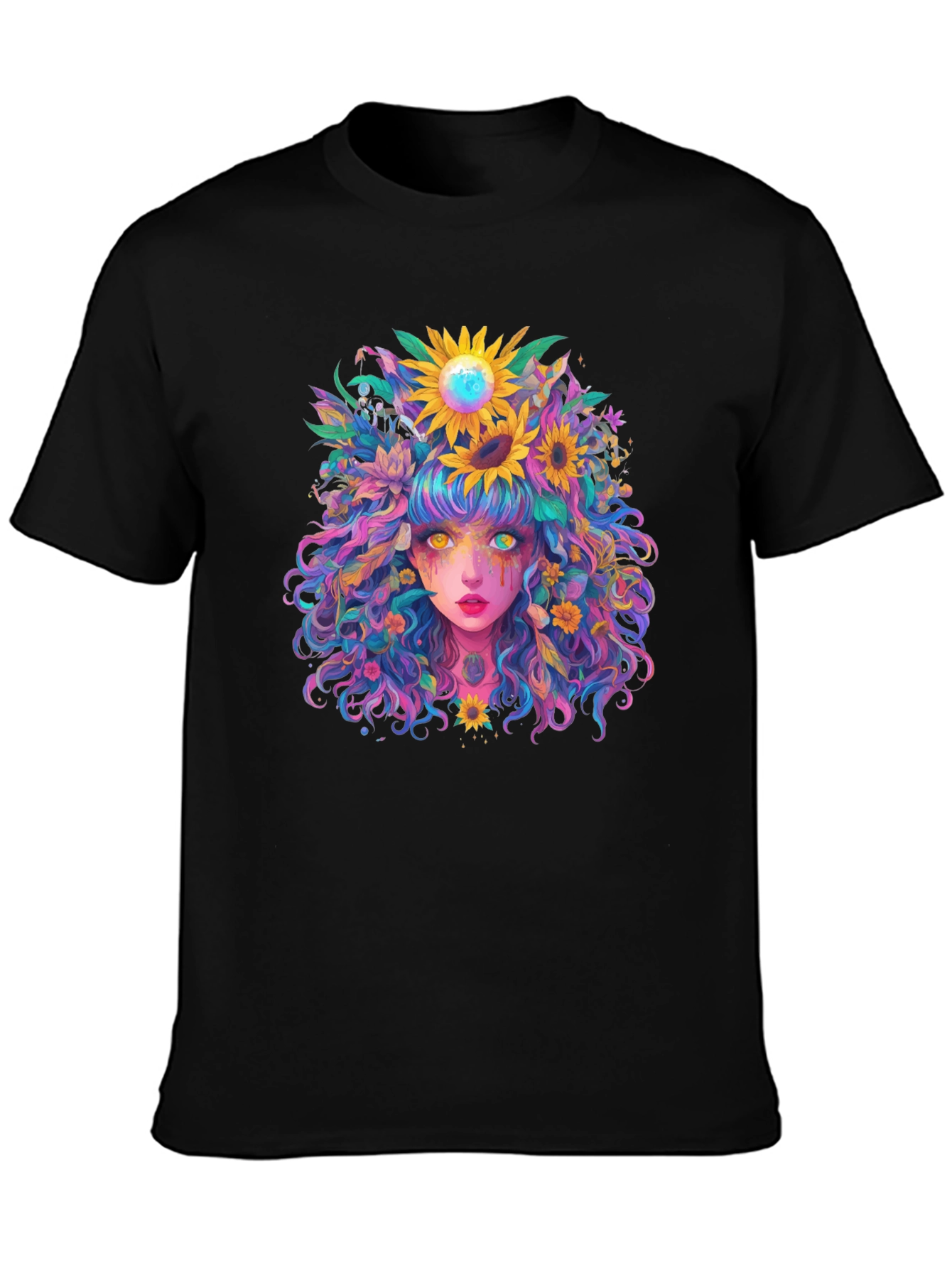 Floral Fantasy Graphic Tee - Unique Art Shirt