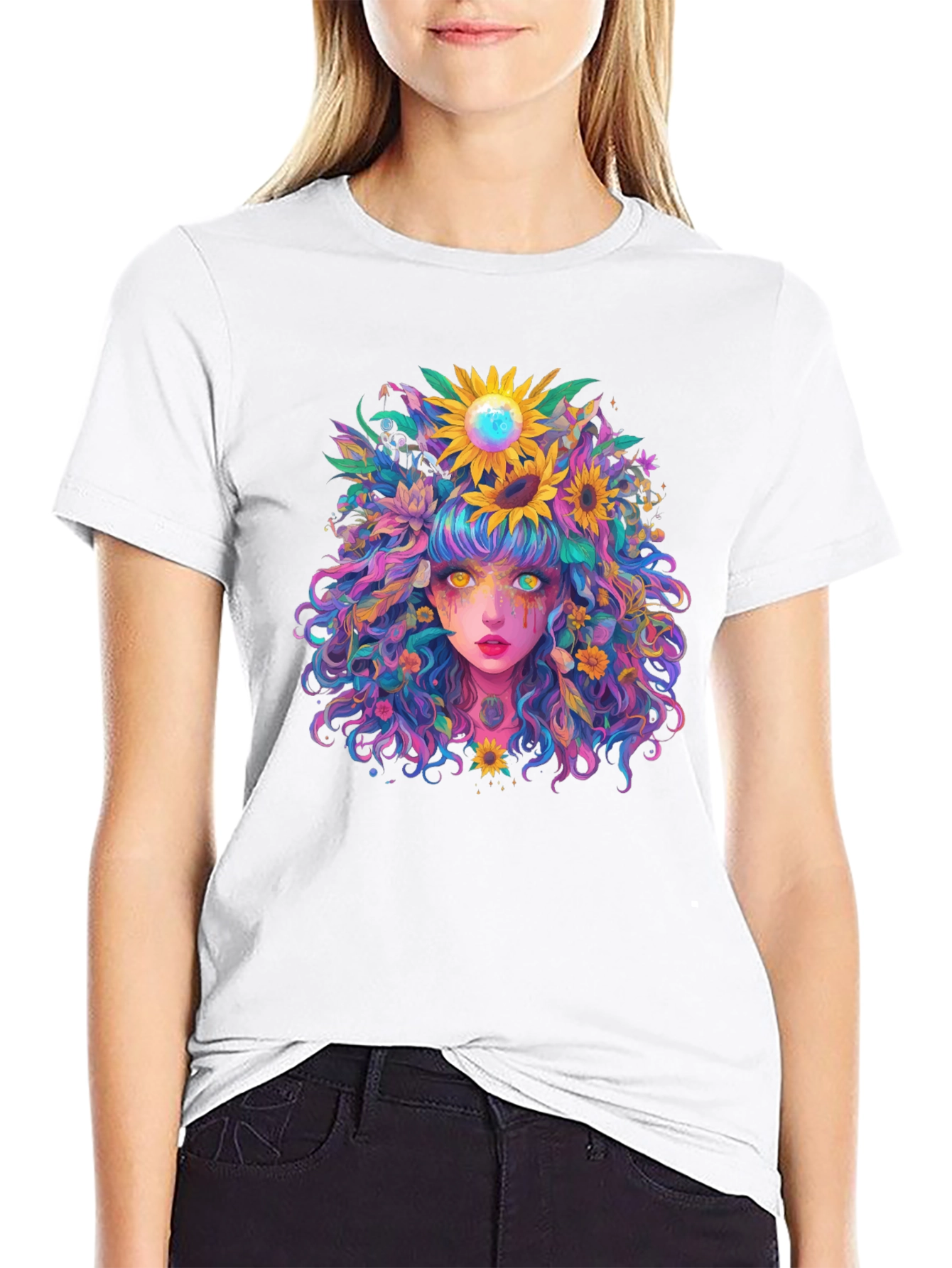 Floral Fantasy Graphic Tee - Unique Art Shirt