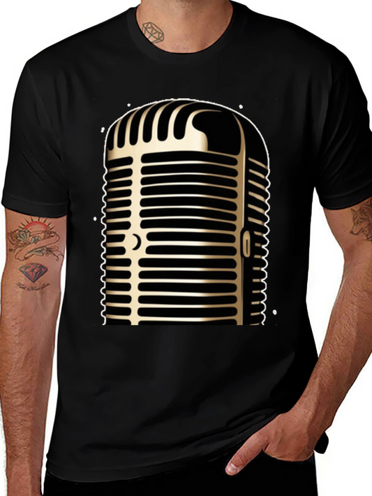 Retro Microphone Graphic Tee - Vintage Style