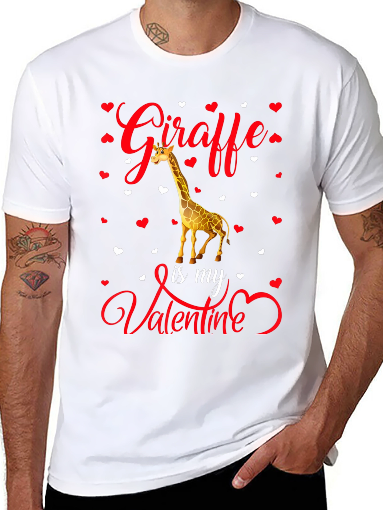 Giraffe Valentines Day Graphic T-Shirt