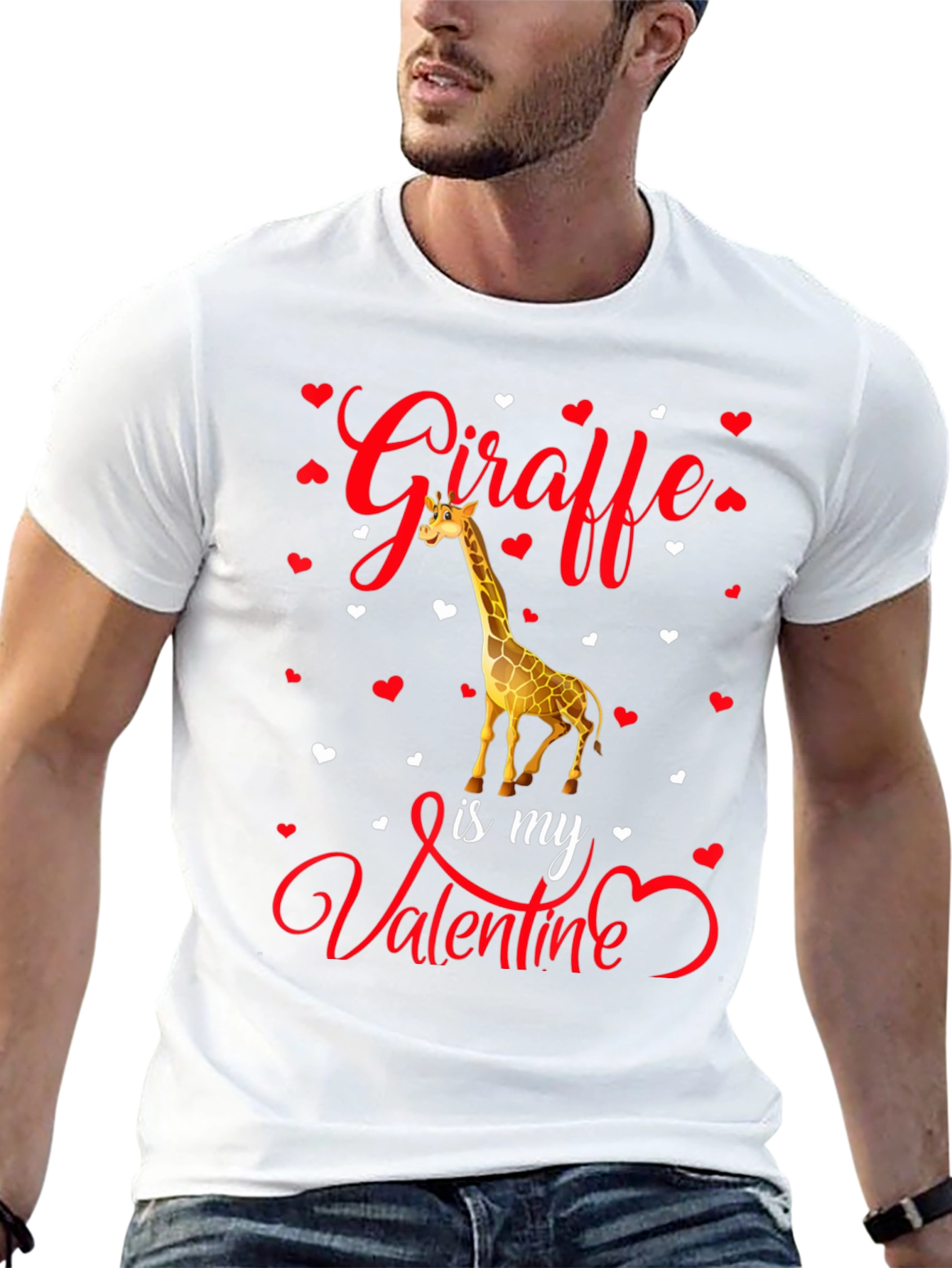 Giraffe Valentines Day Graphic T-Shirt