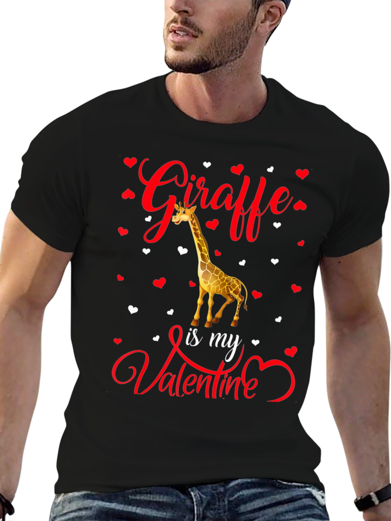 Giraffe Valentines Day Graphic T-Shirt