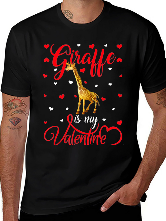 Giraffe Valentines Day Graphic T-Shirt