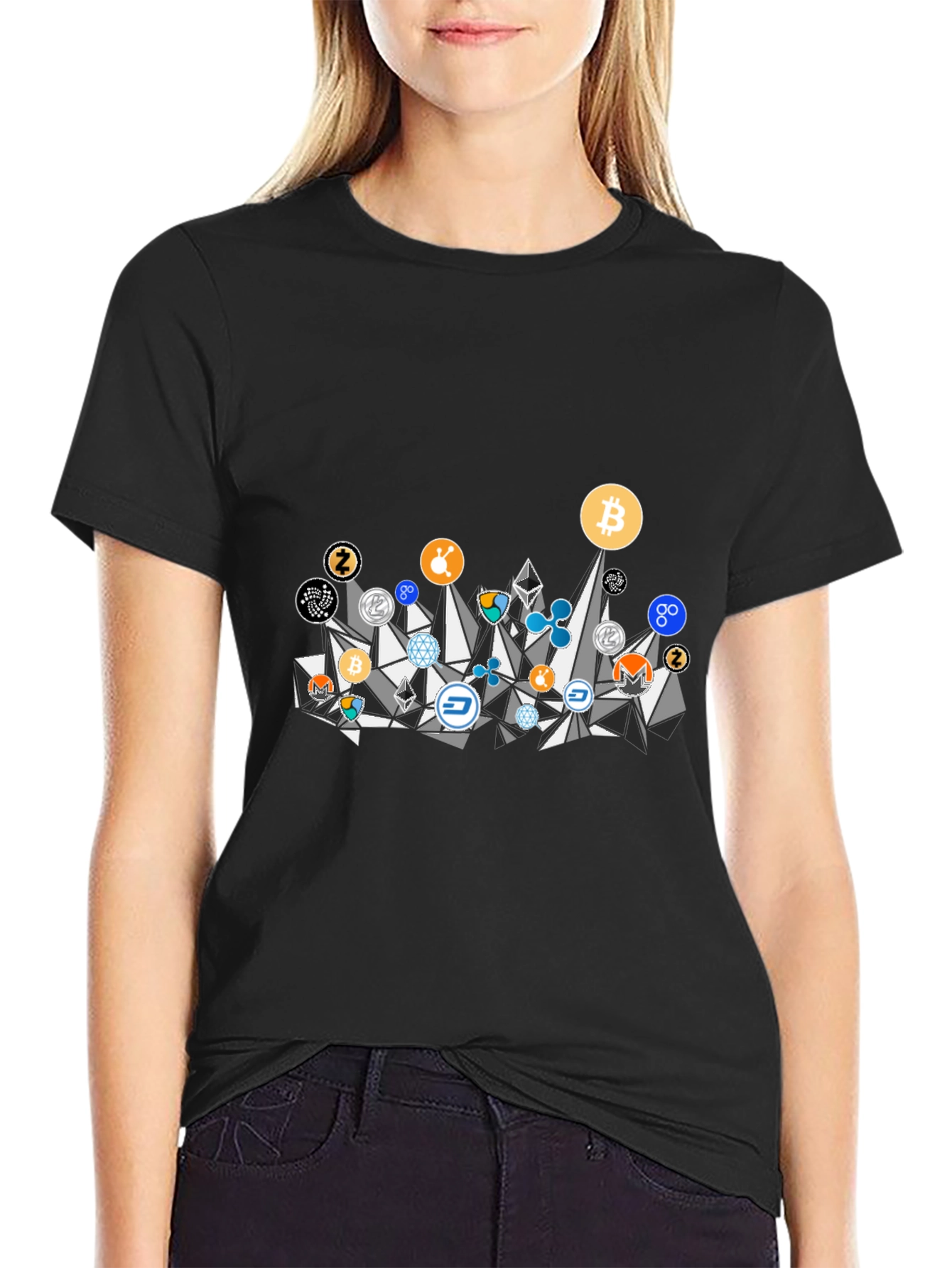 Crypto Coins Graphic Tee - Black