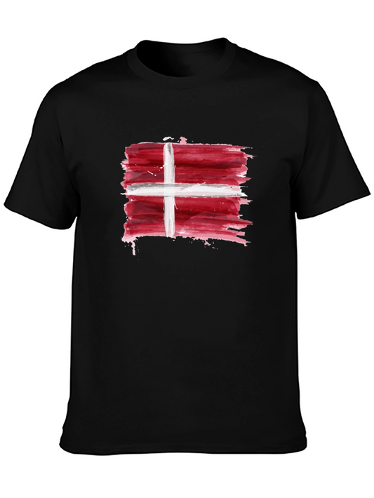 Danish Flag T-Shirt - Watercolor Style