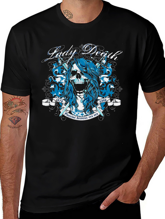 Lady Death Graphic Tee - Skull & Swords Design