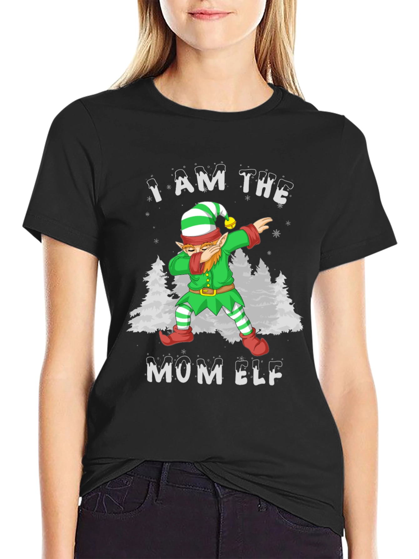 Mom Elf Dabbing Christmas T-Shirt