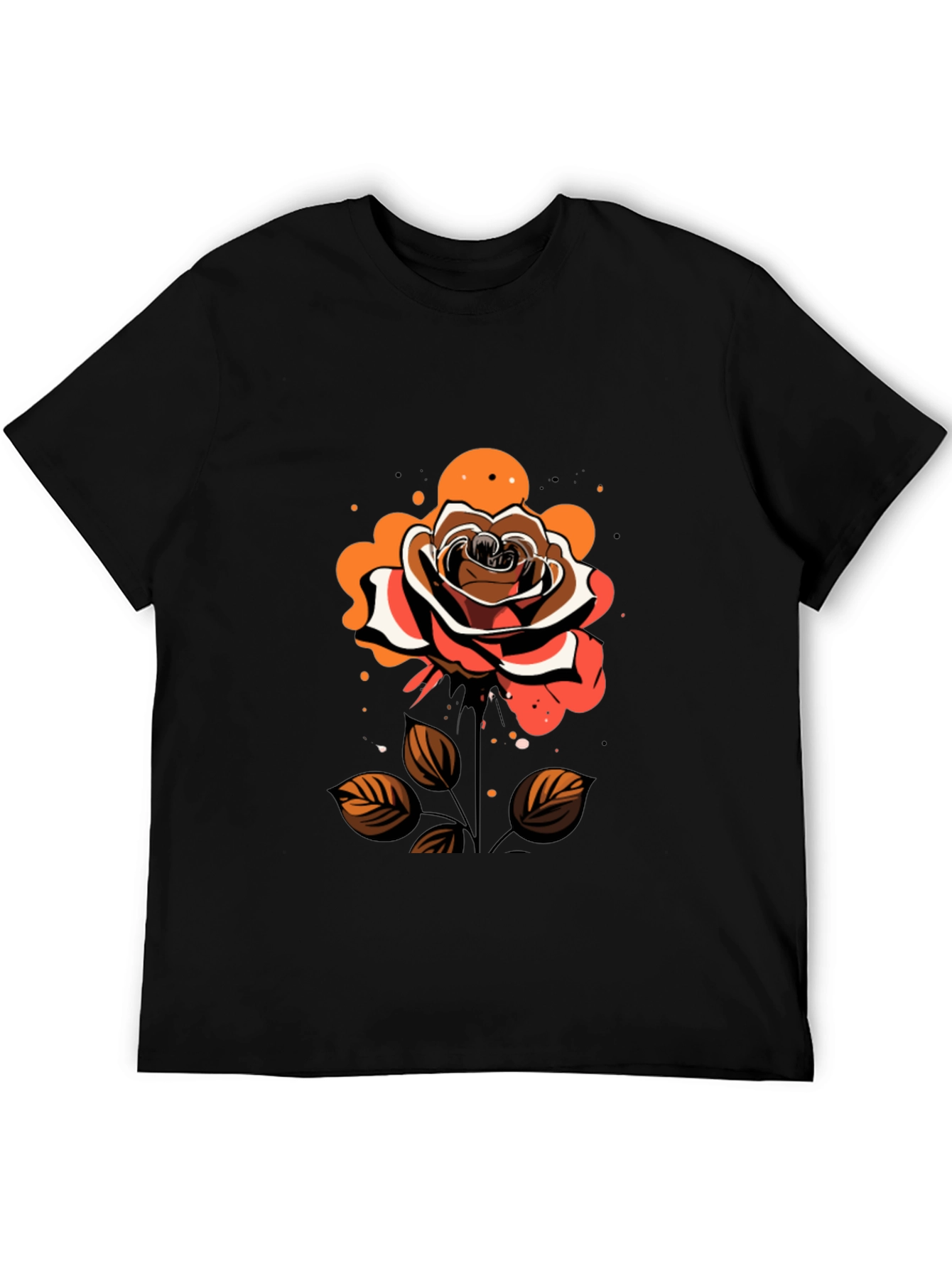 Rose Graphic Tee - Stylish Mens Black T-Shirt