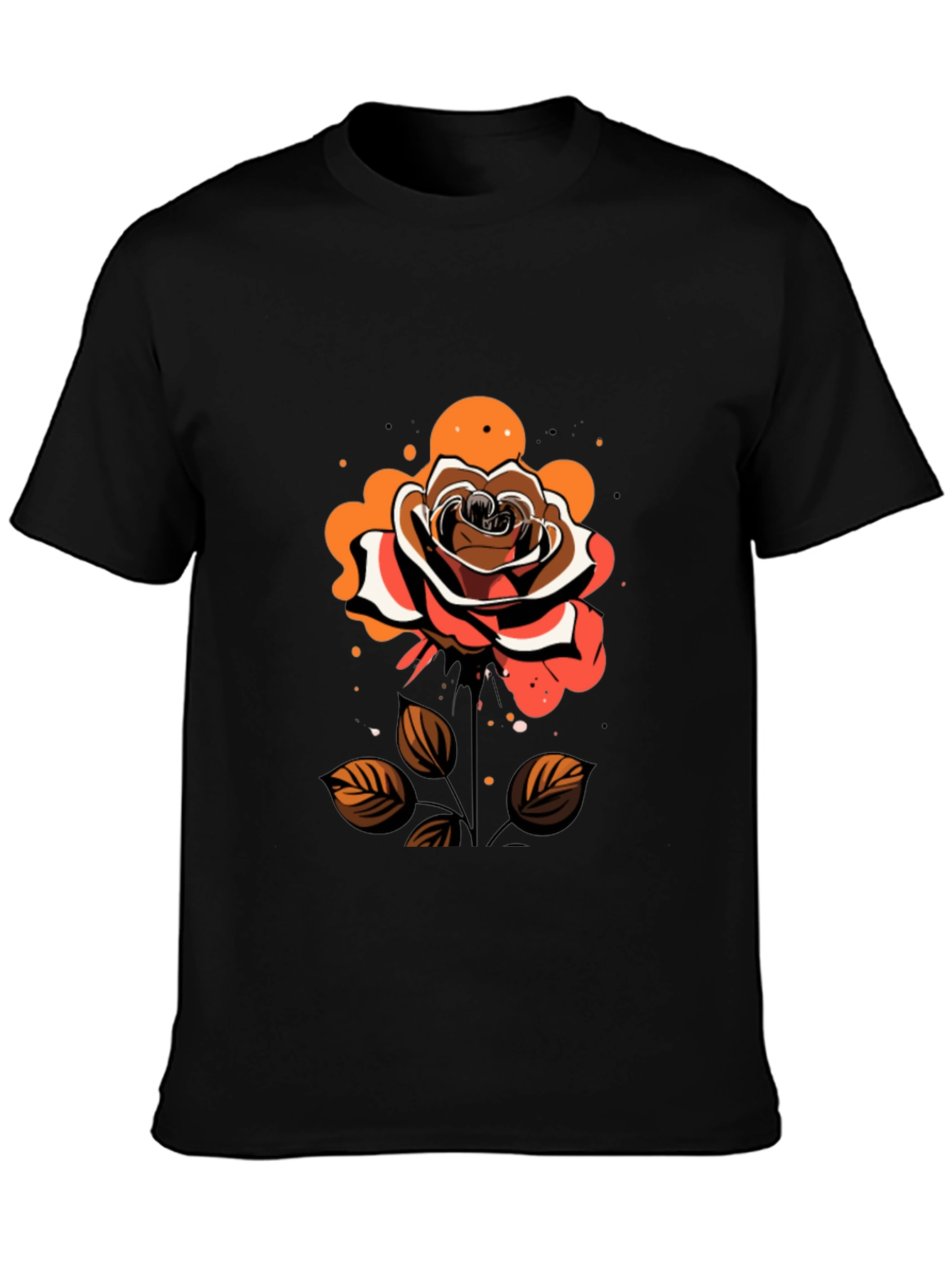 Rose Graphic Tee - Stylish Mens Black T-Shirt