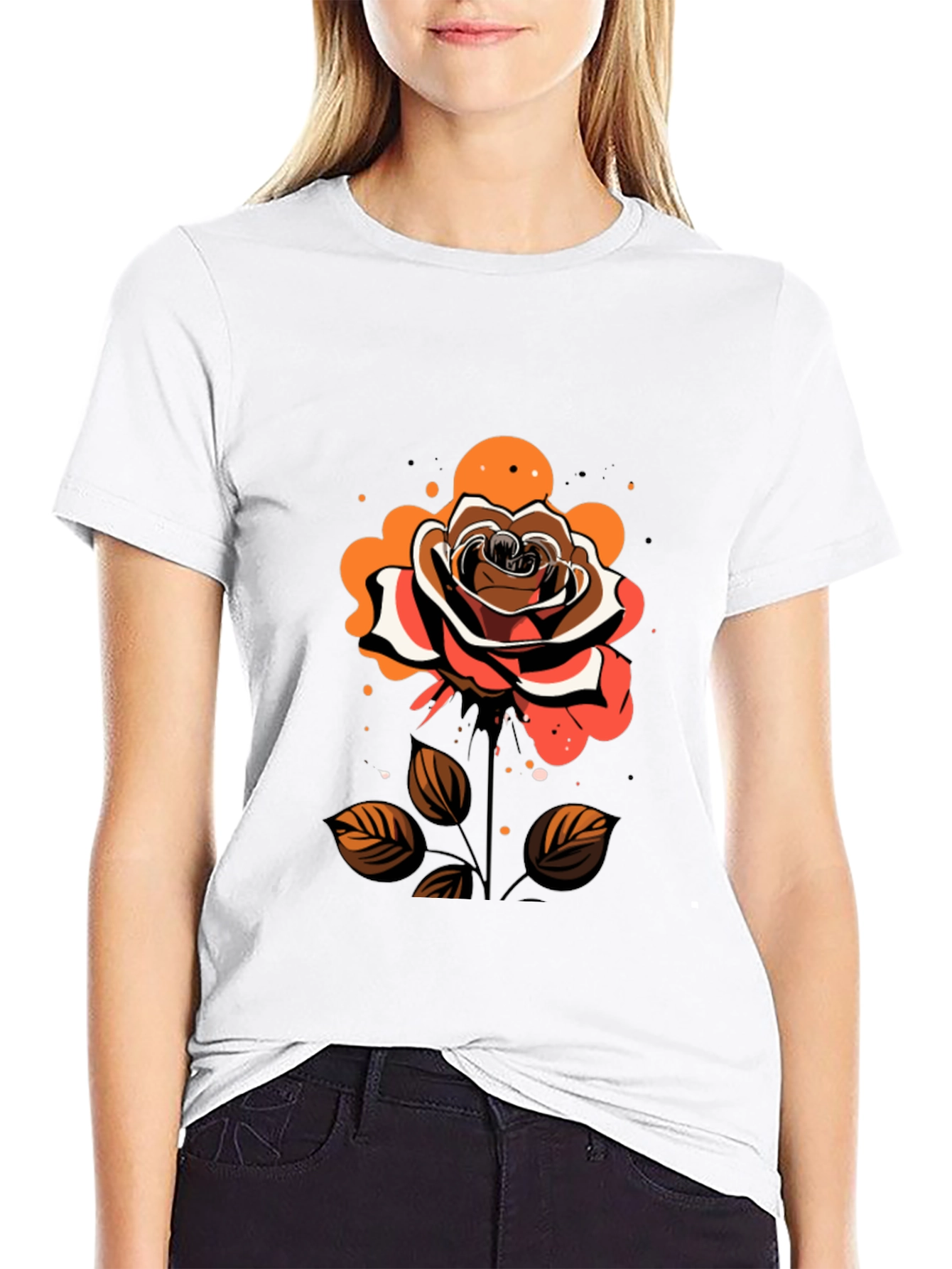 Rose Graphic Tee - Stylish Mens Black T-Shirt